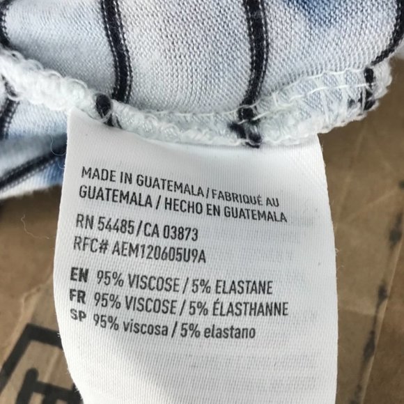 GUC American Eagle Small Soft Sexy Blue Tie Dye Summer Cropped Striped Tee - Picture 5 of 5